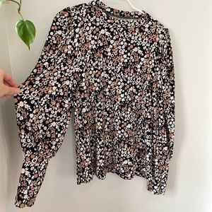 Loft puff-sleeve detail floral blouse